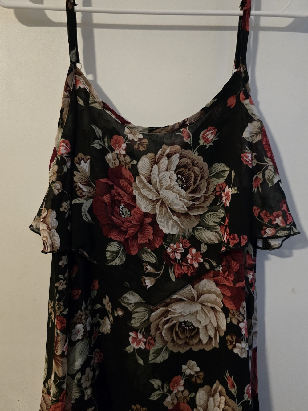 Floral Tank Top Black and Red With Adjustable Straps